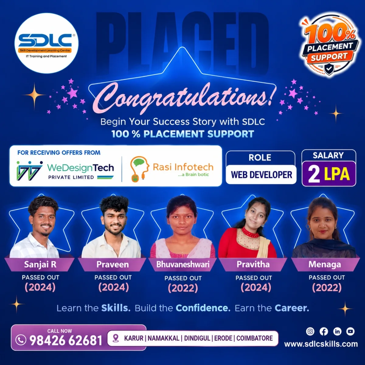 SDLC student placement announcement