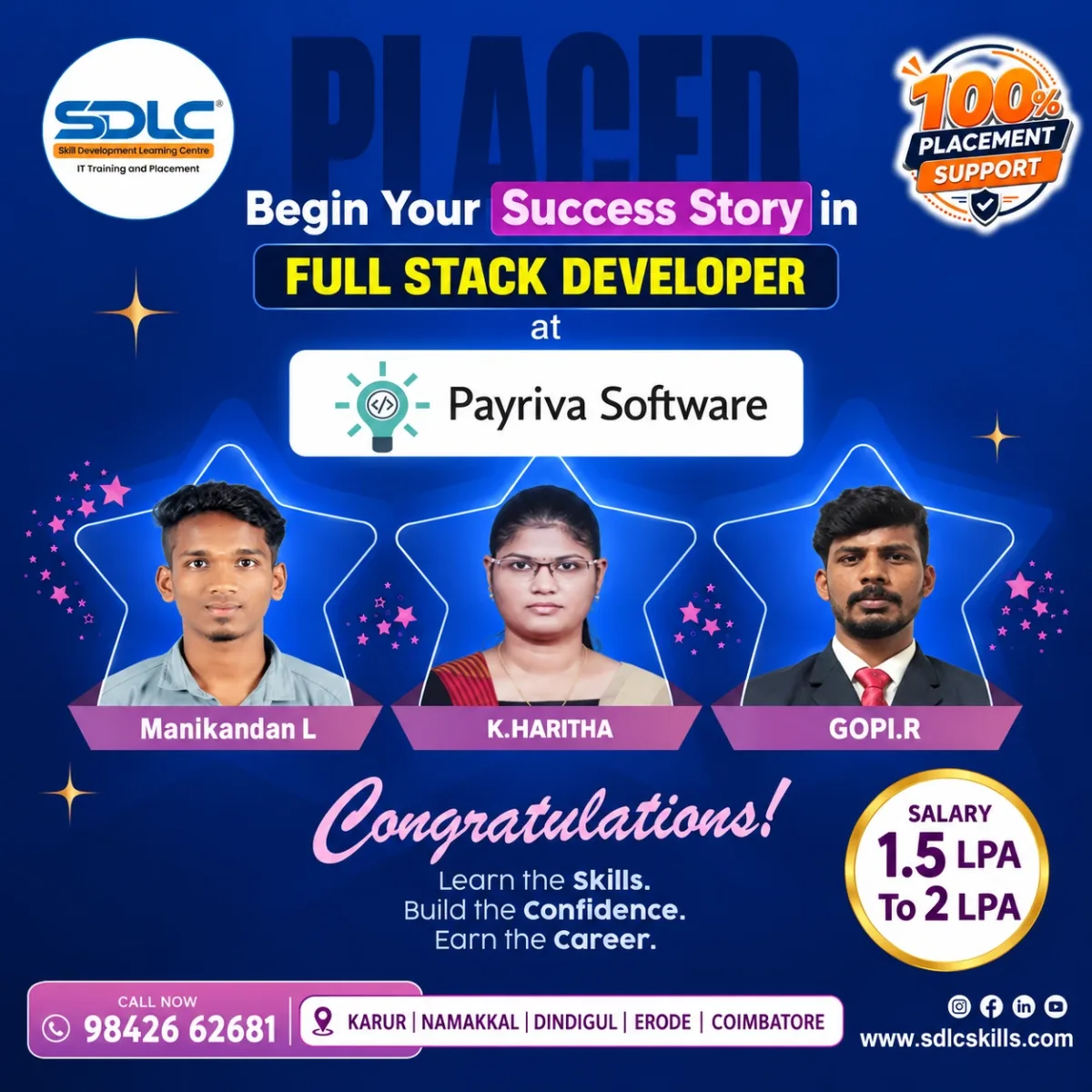 SDLC student placement announcement