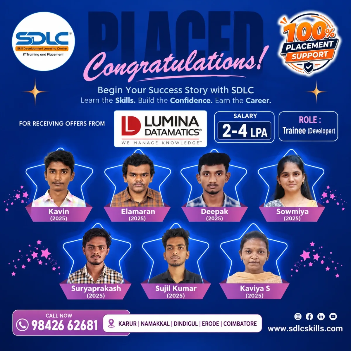 SDLC student placement announcement