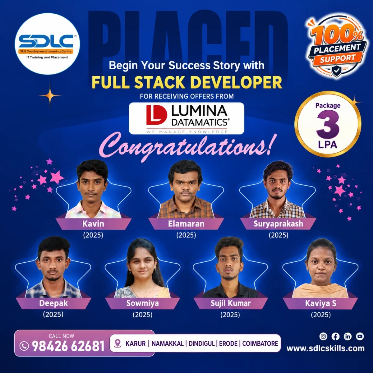 SDLC student placement announcement