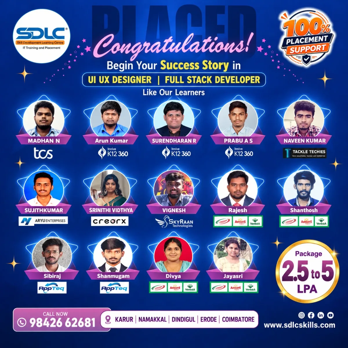 SDLC student placement announcement